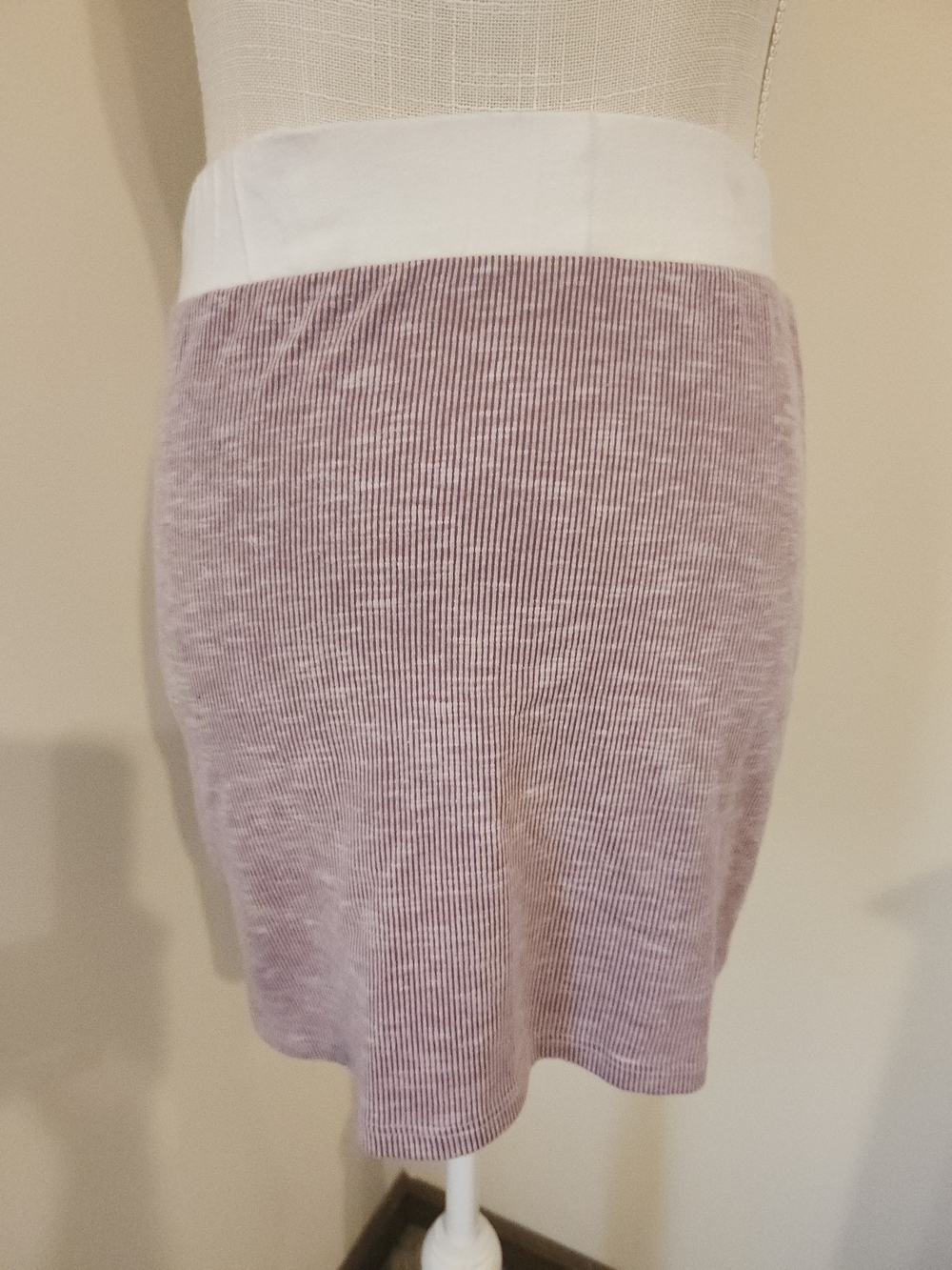 Fashion Nova Lavender Ribbed Pencil Skirt with White Waistband